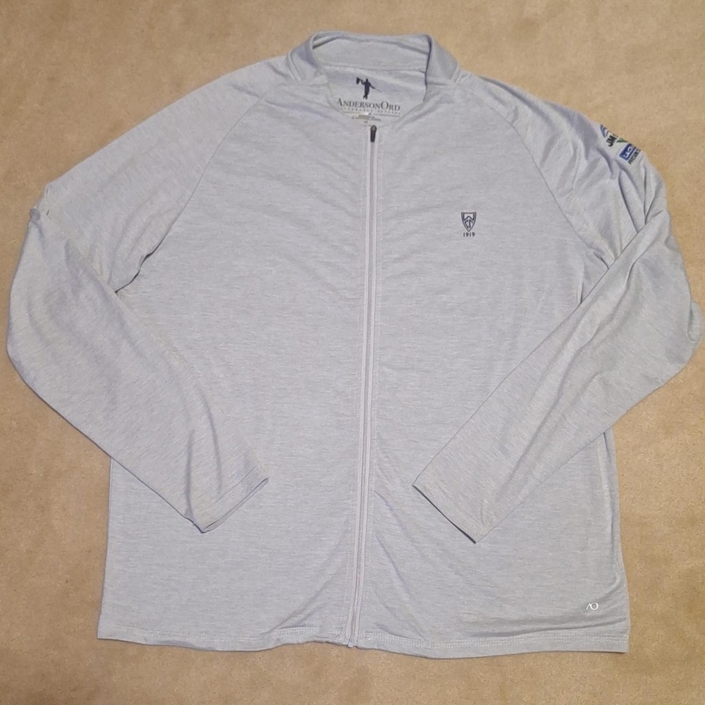 Anderson Ord Performance Golf, Full Zip Light Jacket, Light Gray Size M Logo